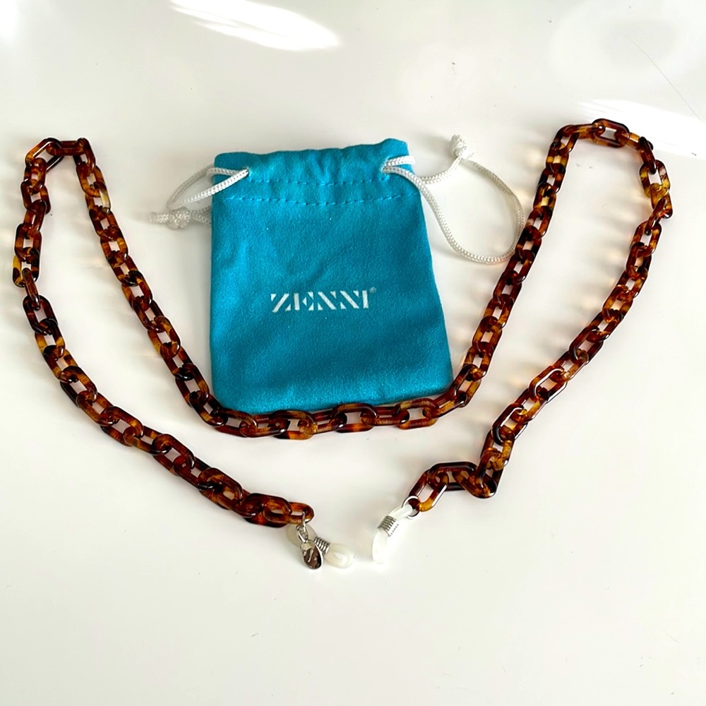 Zenni Oval Link Eyeglass Chain glossy tortoiseshell, RETIRED